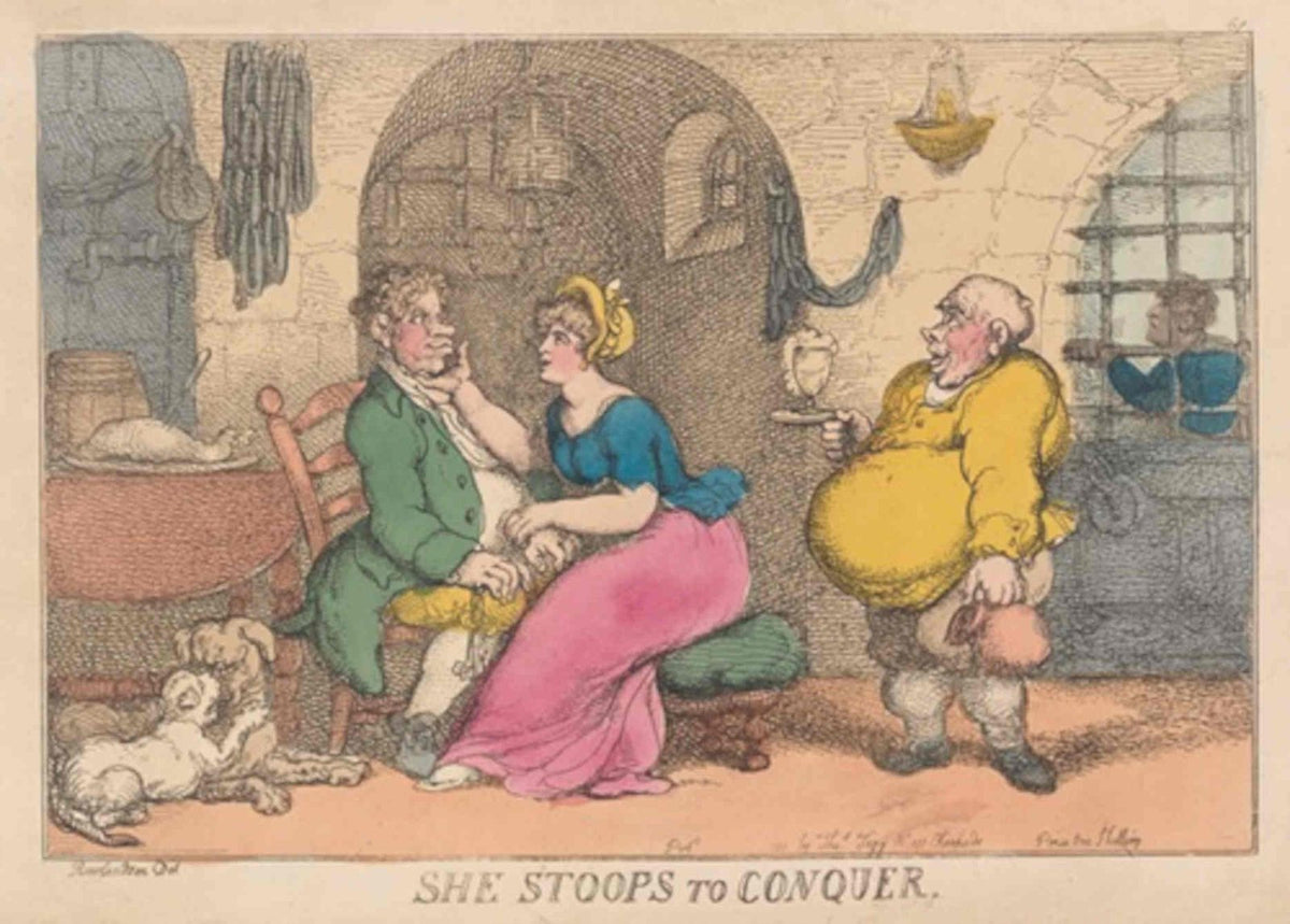 She Conquers Barrel GB Cartoon Vintage Retro Advert Poster