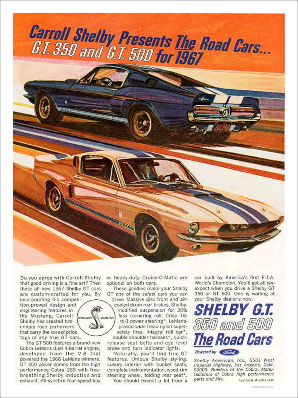 Shelby Gt Car Advert 1967 Vintage Retro Advert Poster A4 Photo Print