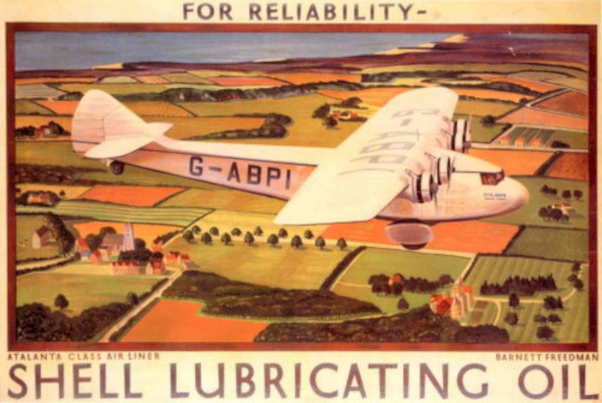 Shell Atalanta Liner 1930s Vintage Retro Advert Poster