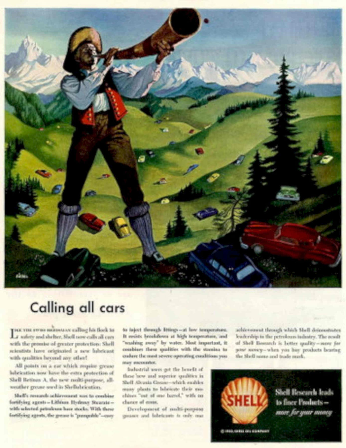 Shell Cars Vintage 1950s Vintage Retro Advert Poster