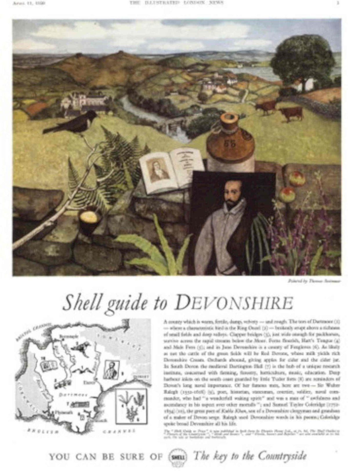 Shell Devonshire Guide 1950s Vintage Retro Advert Poster