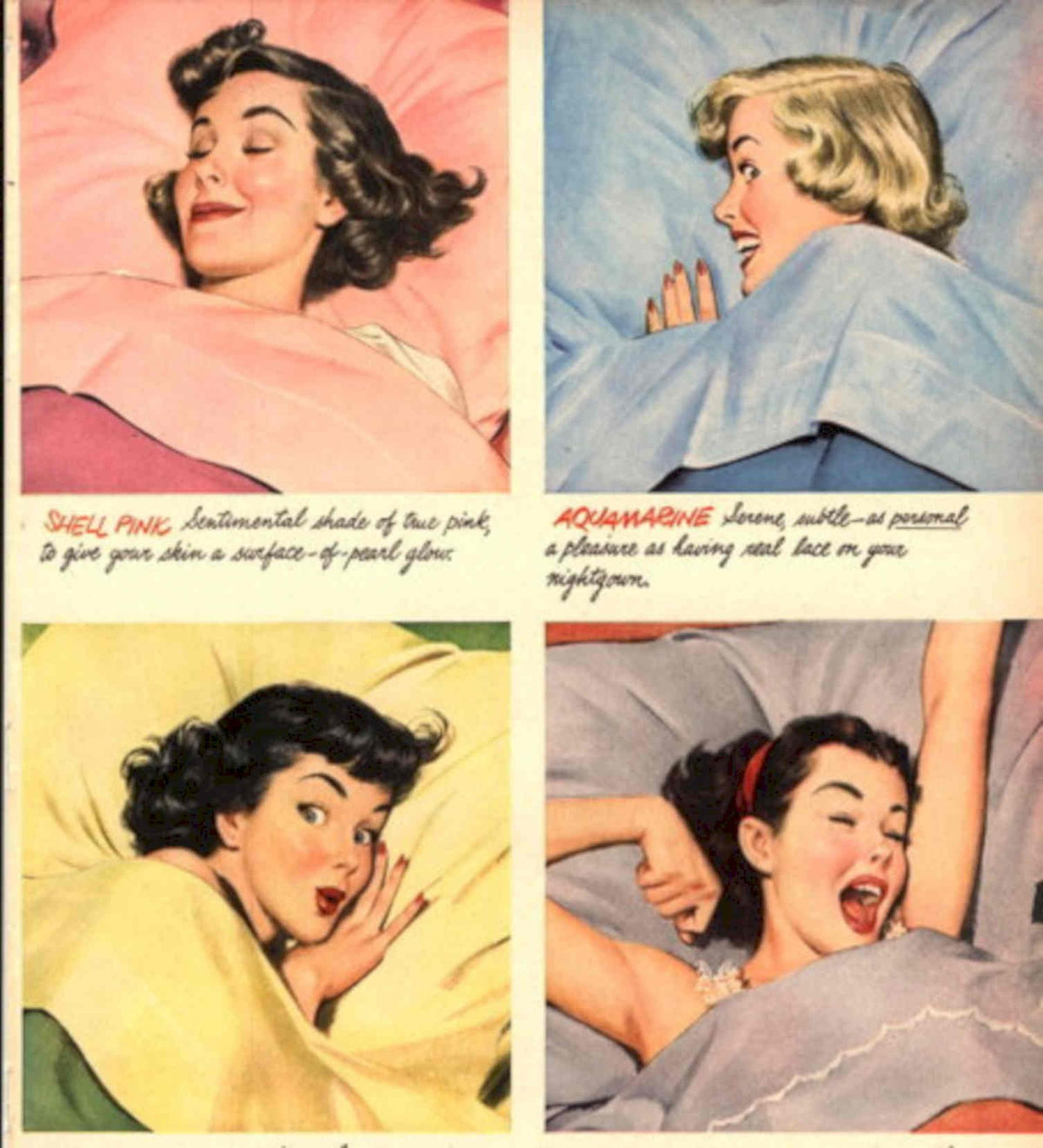 Shell Pink Aquamarine 1950s Vintage Retro Advert Poster