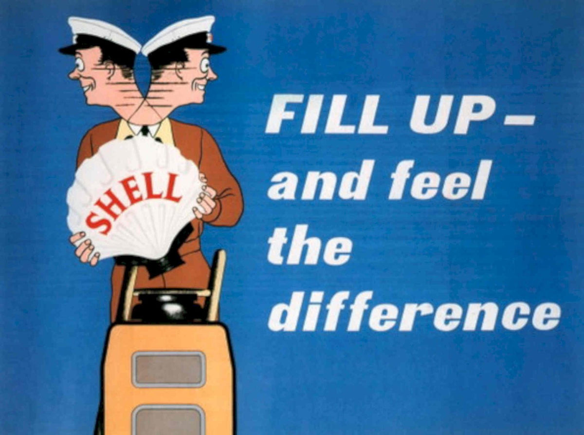 Shell Pump Fill 1950s Vintage Retro Advert Poster
