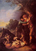 Shepherd Boys With Dogs Fighting A4 Photo Print