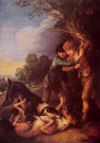Shepherd Boys With Dogs Fighting A4 Photo Print