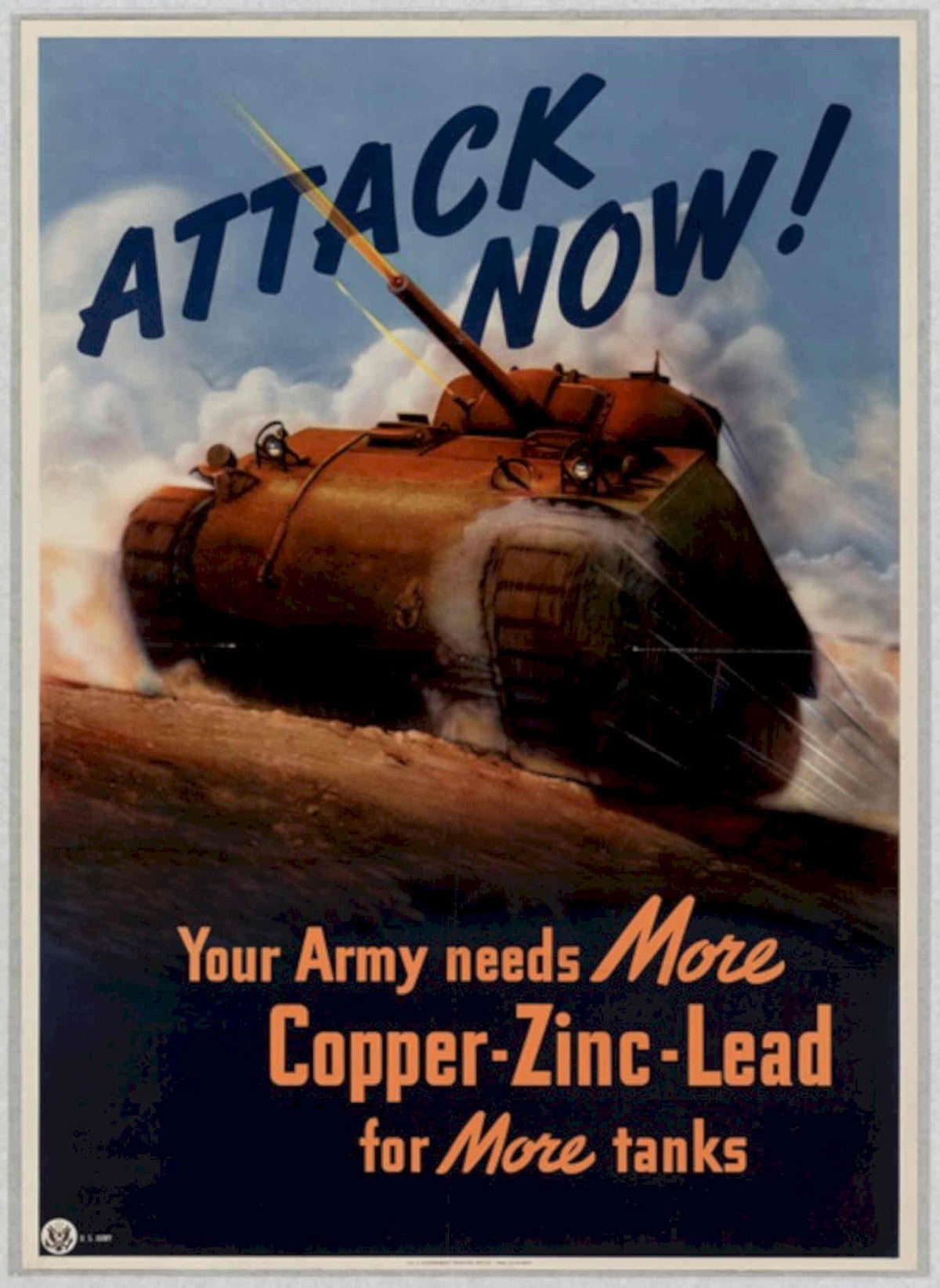 Sherman Tank Attack American World War II Advert Poster