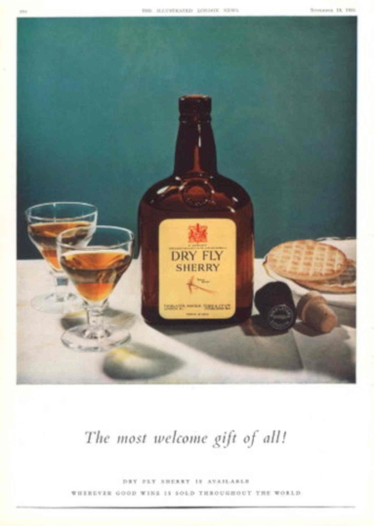 Sherry Bottle Glasses 1950s Vintage Retro Advert Poster