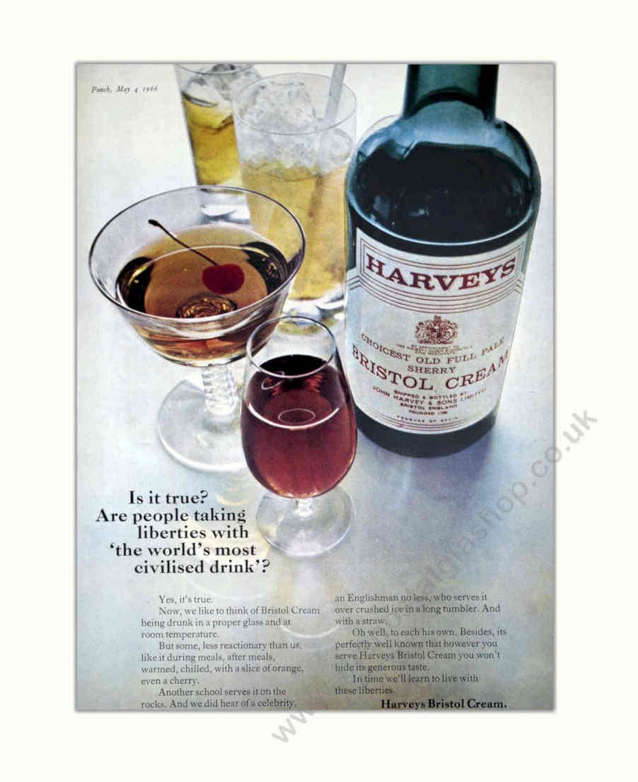 Sherry Glasses Table Vintage Retro Advert Poster A4 Photo Print