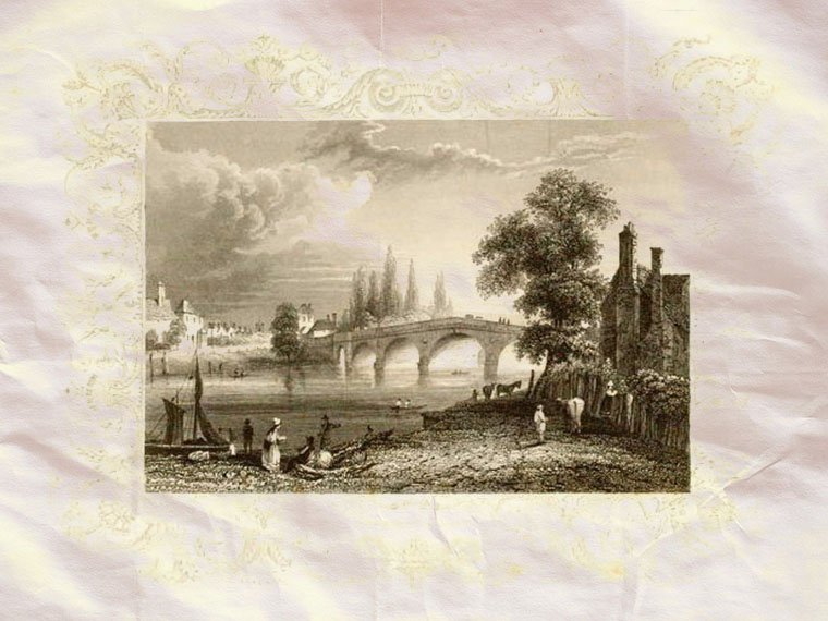 Shertsey Bridge Thames Great Britain 1834 Vintage A4 Photo Print