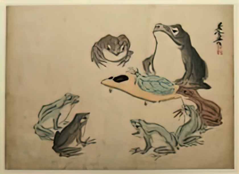 Shibata Zeshin frogs Art A4 Photo Print