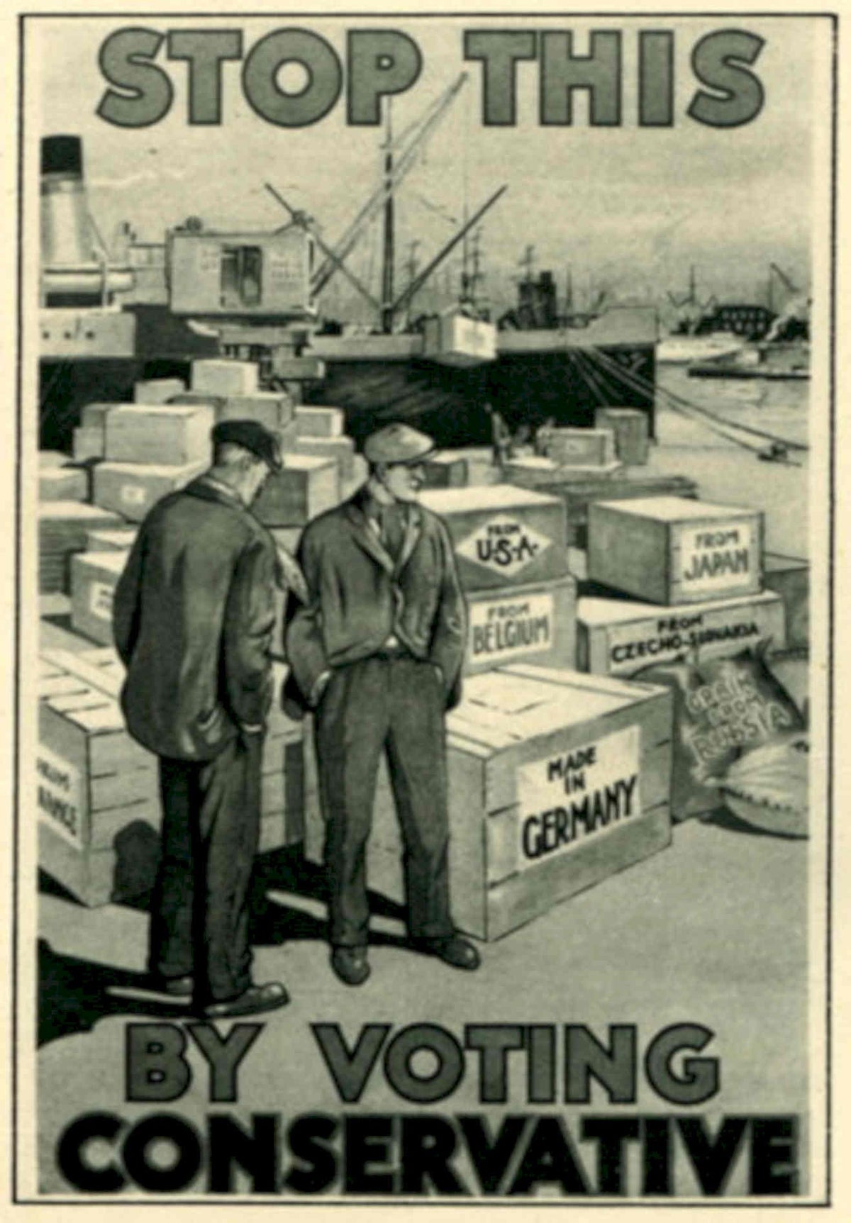 Ship Crates Vote 1930s Vintage Retro Advert Poster