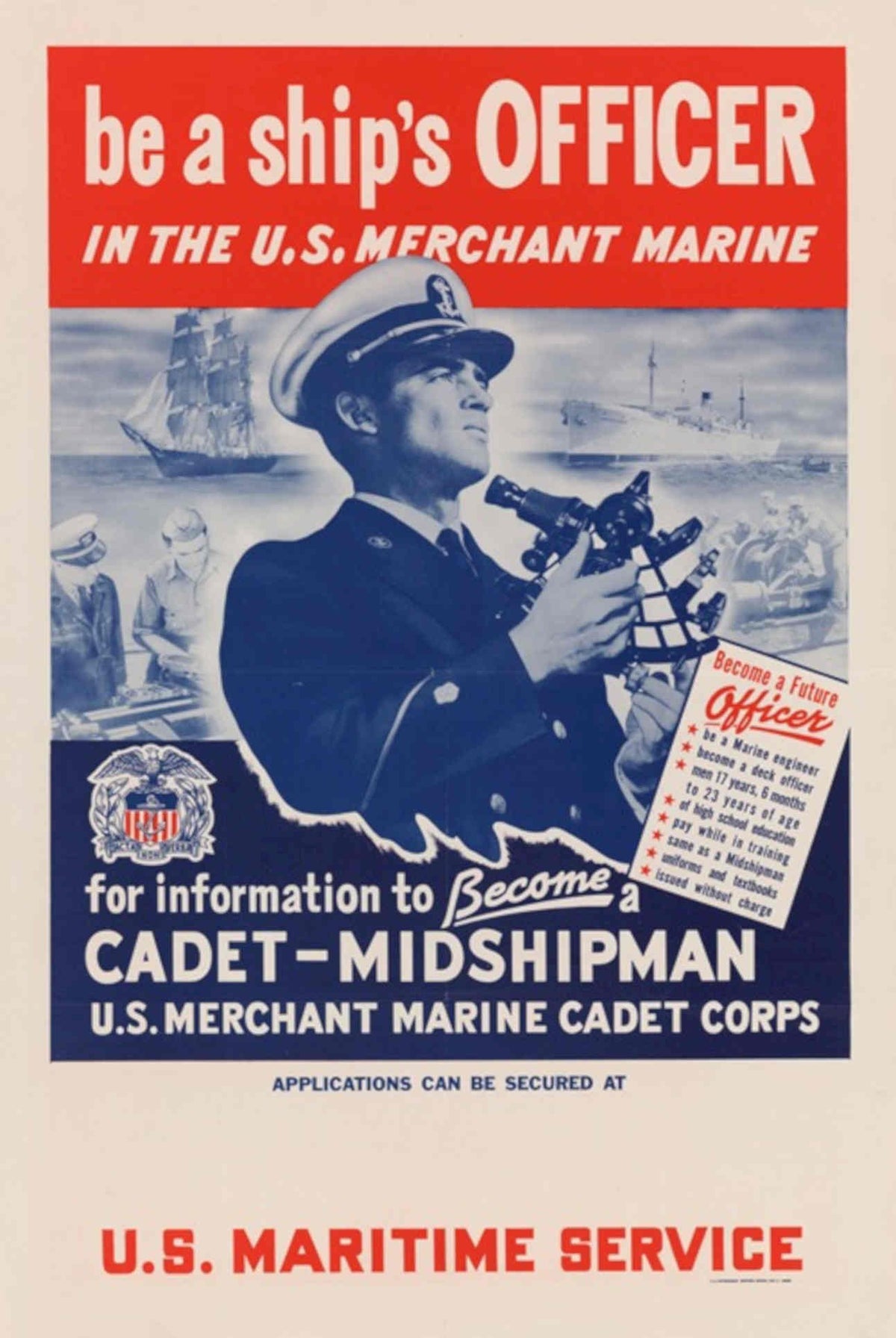Ship Officer Marine American World War II Advert Poster