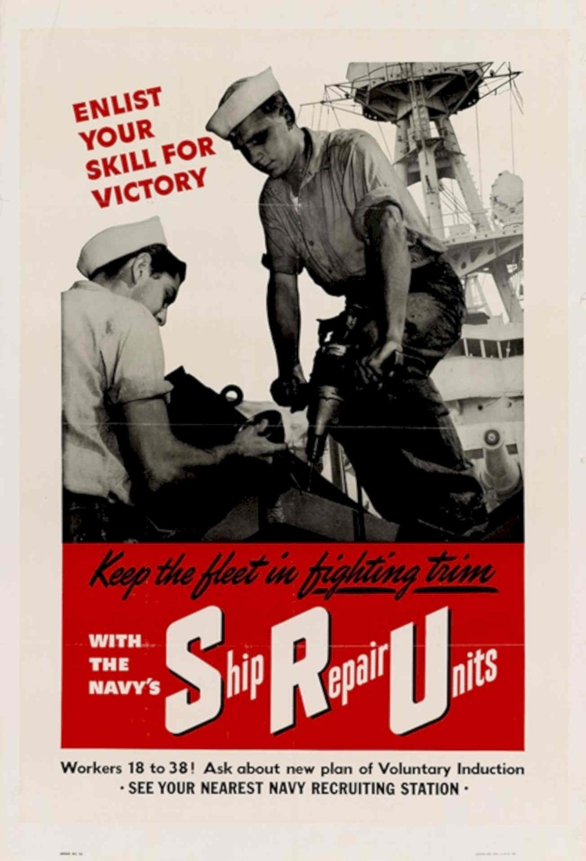 Ship Repair Sailors American World War II Advert Poster