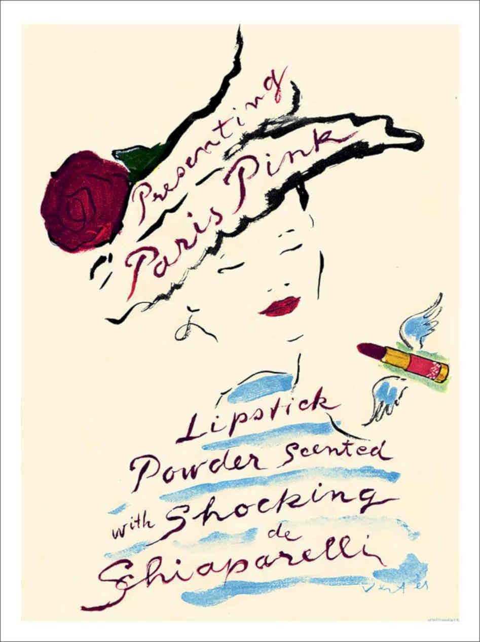 Shiparelli Lipstick Vintage Cosmetics Vintage Retro Advert Poster A4 Photo Prin