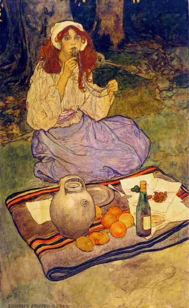 Shippen Green Elizabeth Harpers Magazine 1906 Miguela kneeling still put it to her lip A4 Photo Print