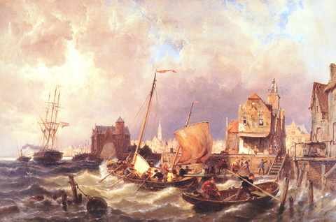 Shipping Before Dutch Harbour Town A4 Photo Print