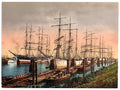 Ships in the Harbor I Hamburg Vintage A4 Photo Print