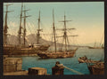 Ships in the harbor Naples Vintage A4 Photo Print