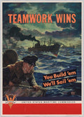 Shipyard Teamwork Victory American World War II Advert Poster