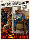 Shipyard Worker Battle American World War II Advert Poster