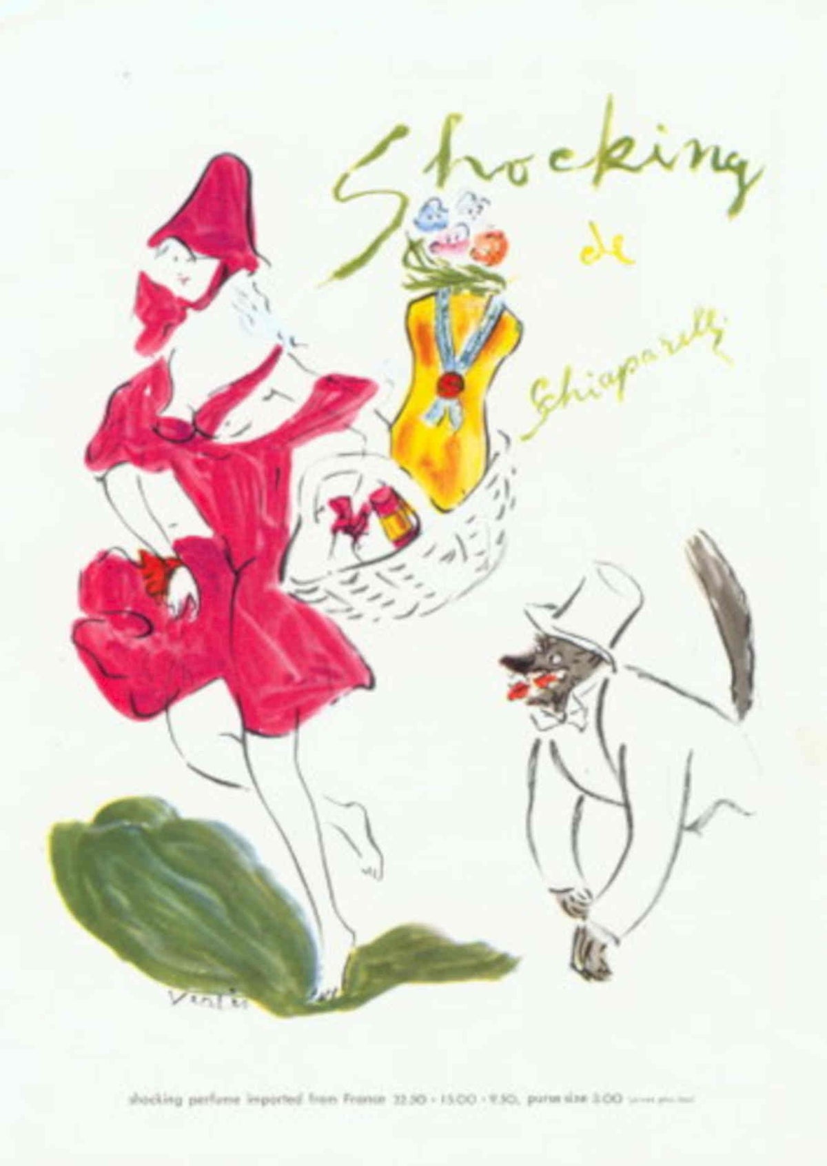 Shocking Perfume Cat 1940s Vintage Retro Advert Poster