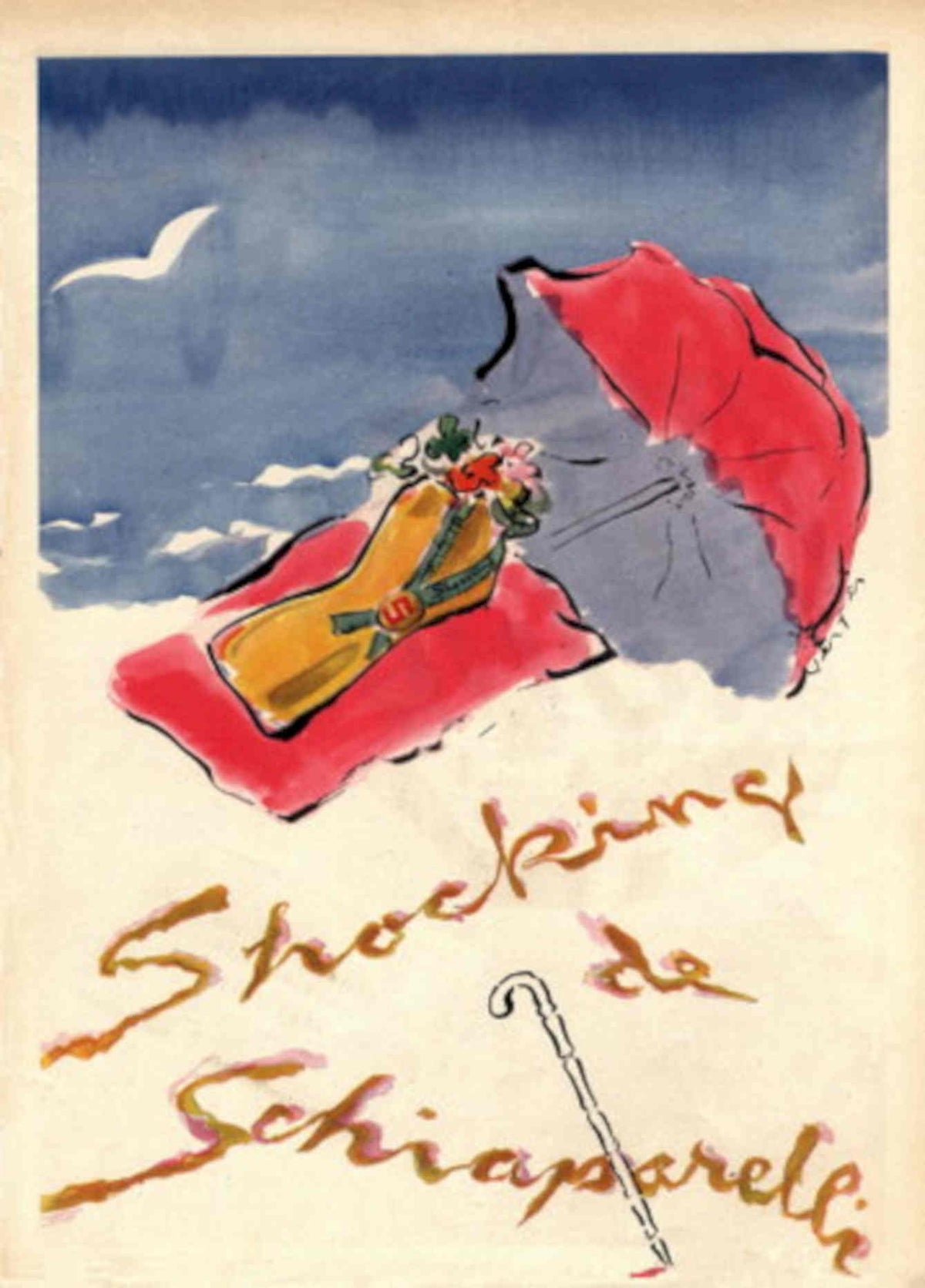 Shocking Schiaparelli Shoe 1940s Vintage Retro Advert Poster