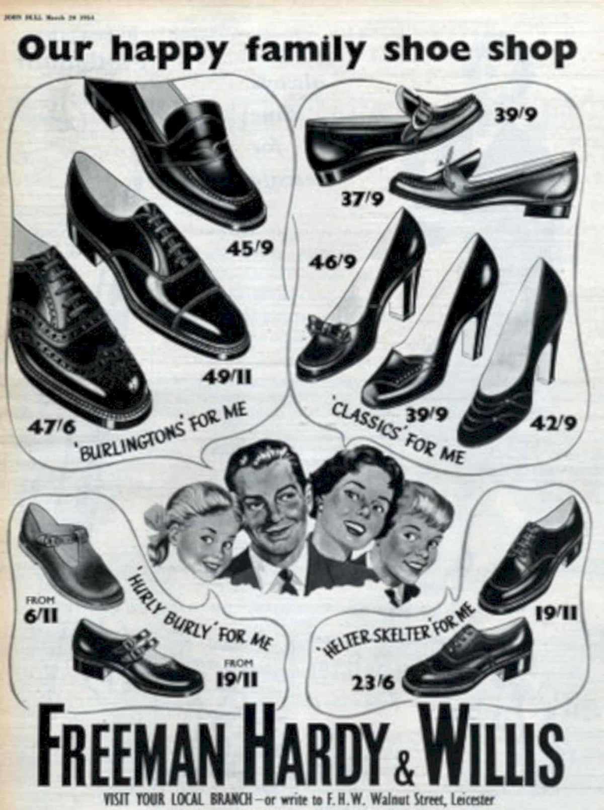 Shoe Shop Prices 1950s Vintage Retro Advert Poster