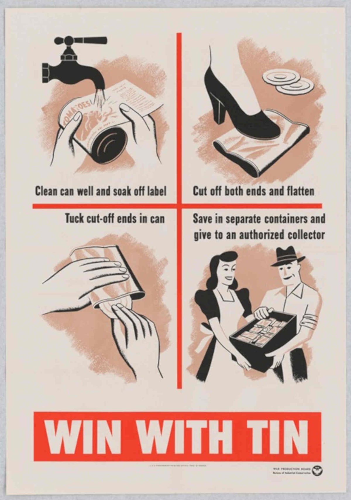 Shoes Cans Win American World War II Advert Poster