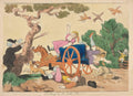 Shooting Carriage Scene GB Cartoon Vintage Retro Advert Poster