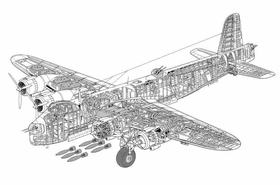 Short Stirling cutaway A4 Photo Print