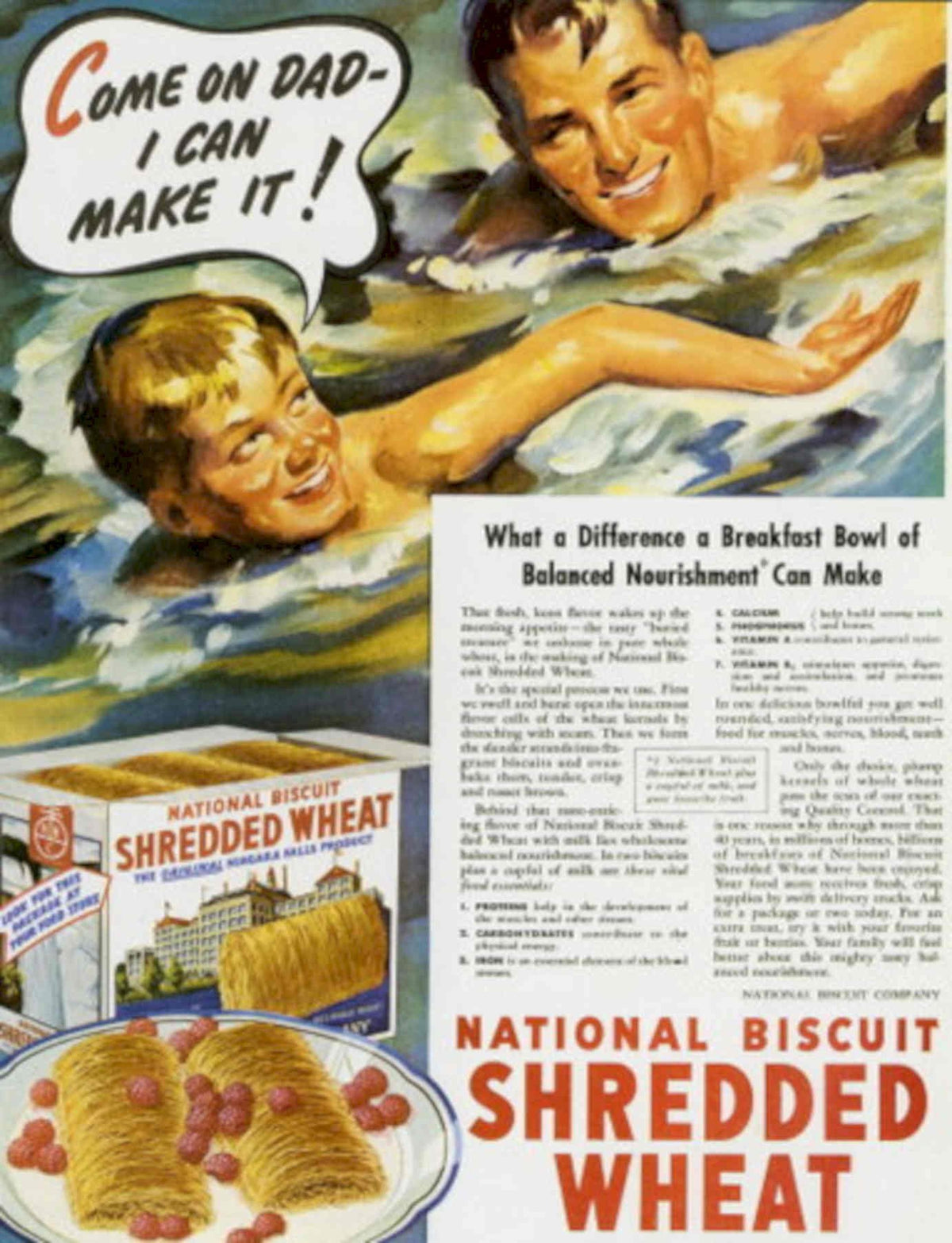 Shredded Wheat Family 1930s Vintage Retro Advert Poster
