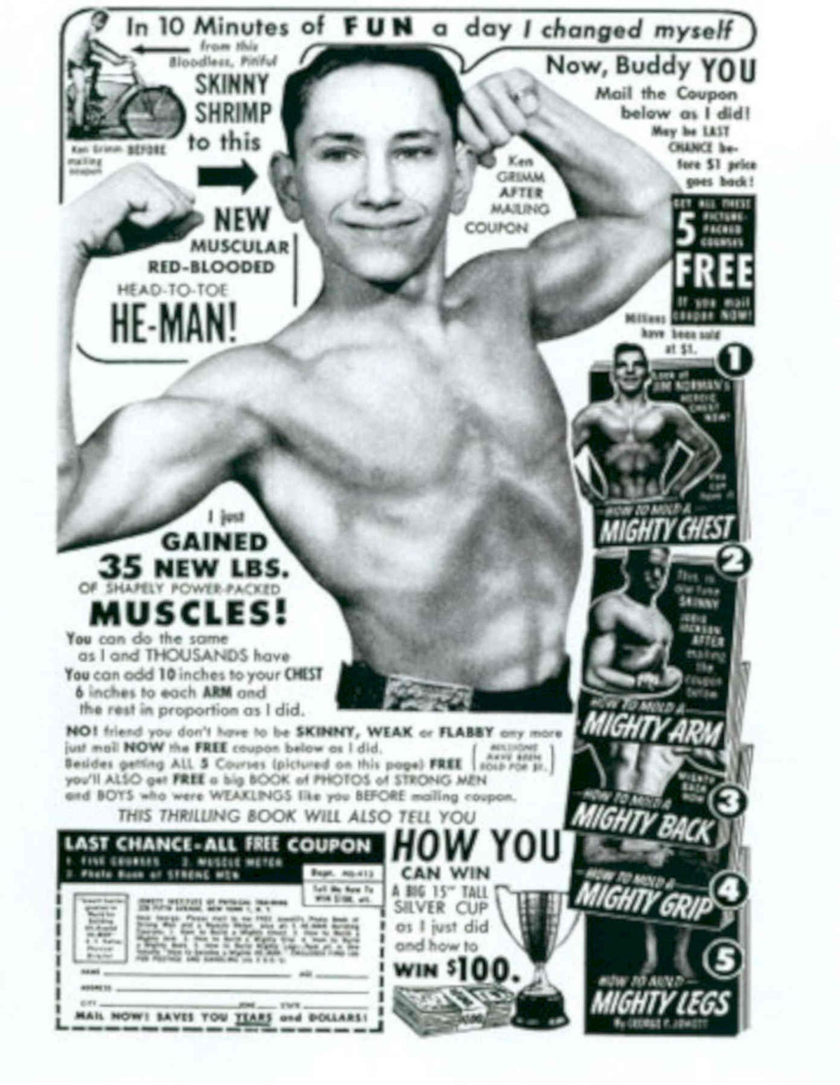 Shrimpy Muscle 1957 1950s Vintage Retro Advert Poster