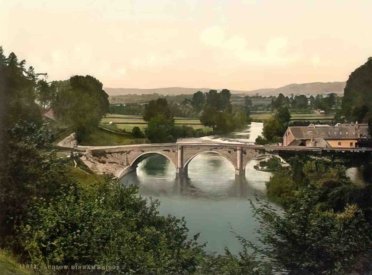 Shropshire Ludlow Dinham Bridge II Vintage A4 Photo Print