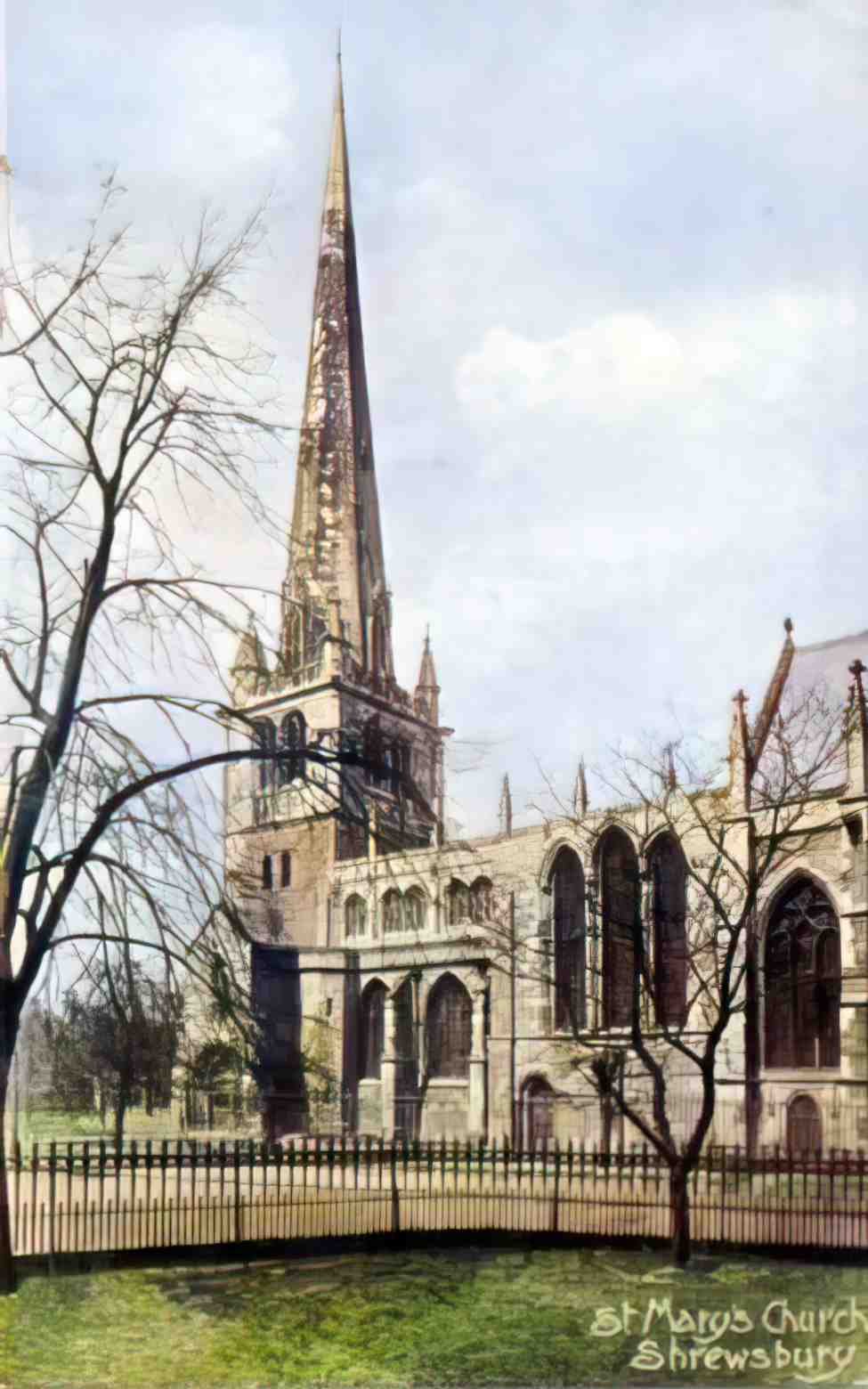 Shropshire Shrewsbury St Marys Church Vintage A4 Photo Print