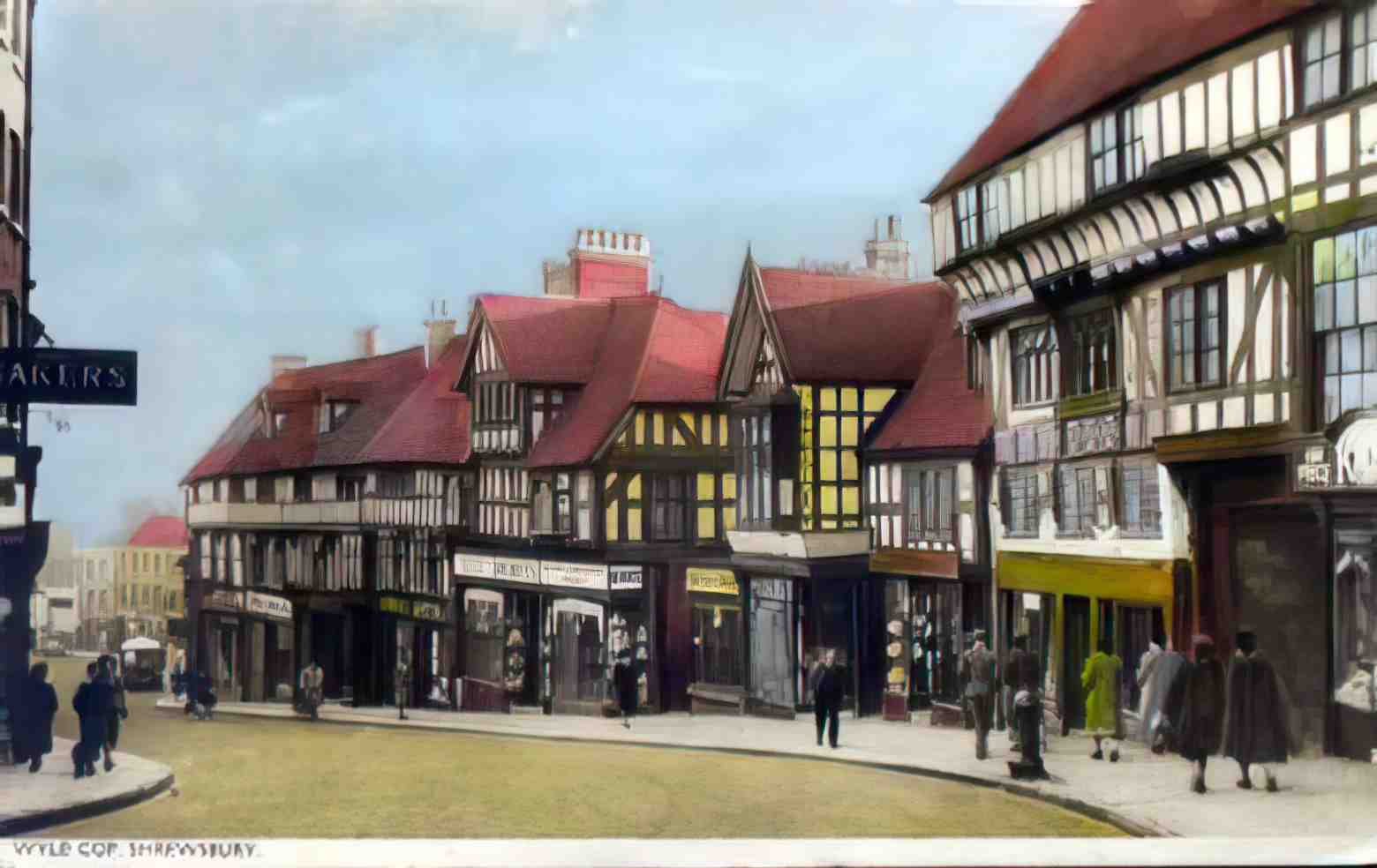 Shropshire Shrewsbury Wyle Cop 1950s Vintage A4 Photo Print