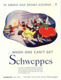 Siberian Koumiss Schweppes 1930s Vintage Retro Advert Poster