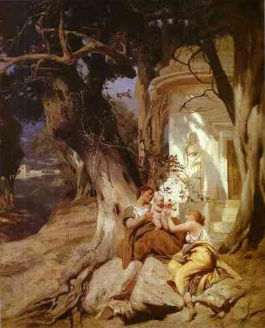 Siemiradzki Henryk By A Temple Idyll) A4 Photo Print