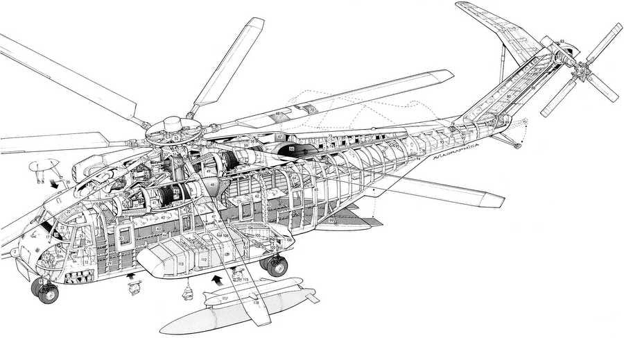 Sikorsky CH 53E cutaway A4 Photo Print