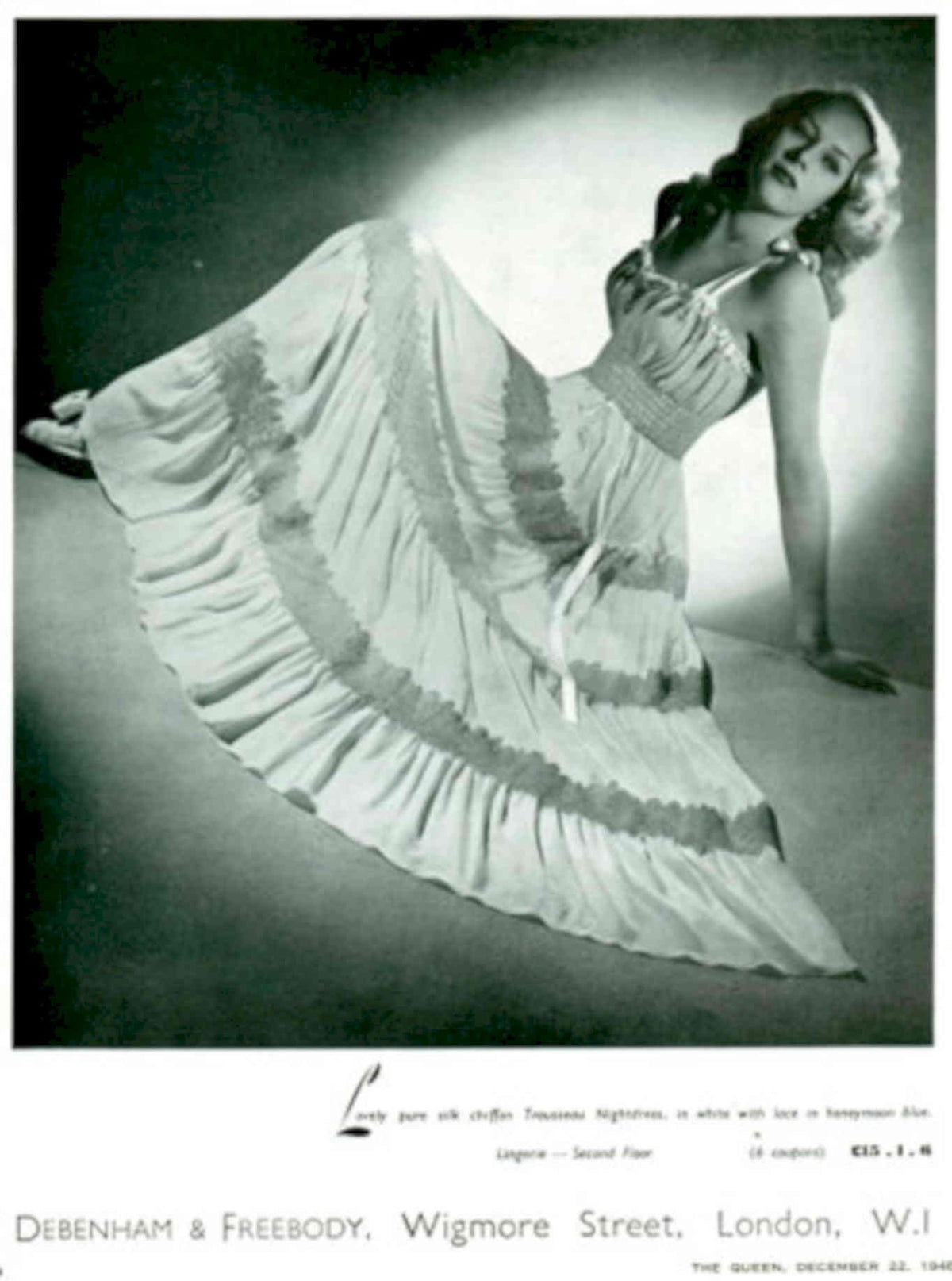 Silk Chiffon Nightdress 1940s Vintage Retro Advert Poster
