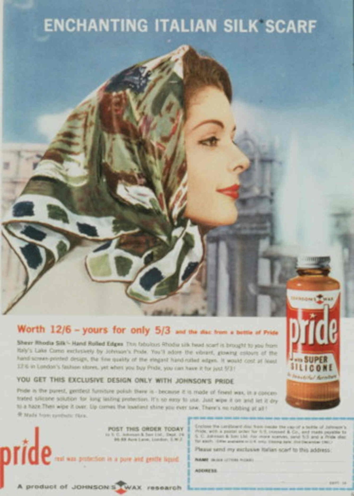 Silk Scarf London 1950s Vintage Retro Advert Poster
