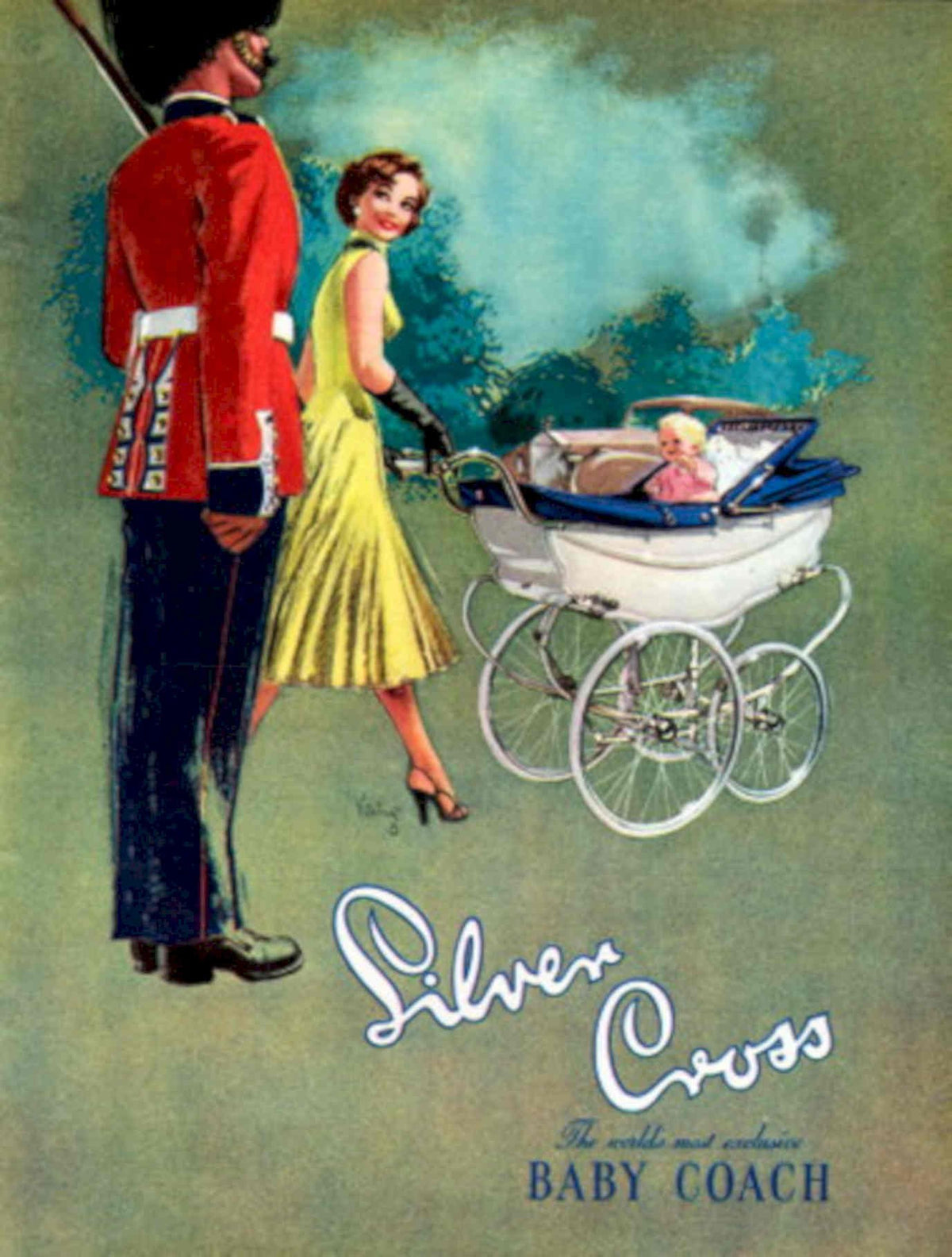 Silver Cross Baby 2 1950s Vintage Retro Advert Poster