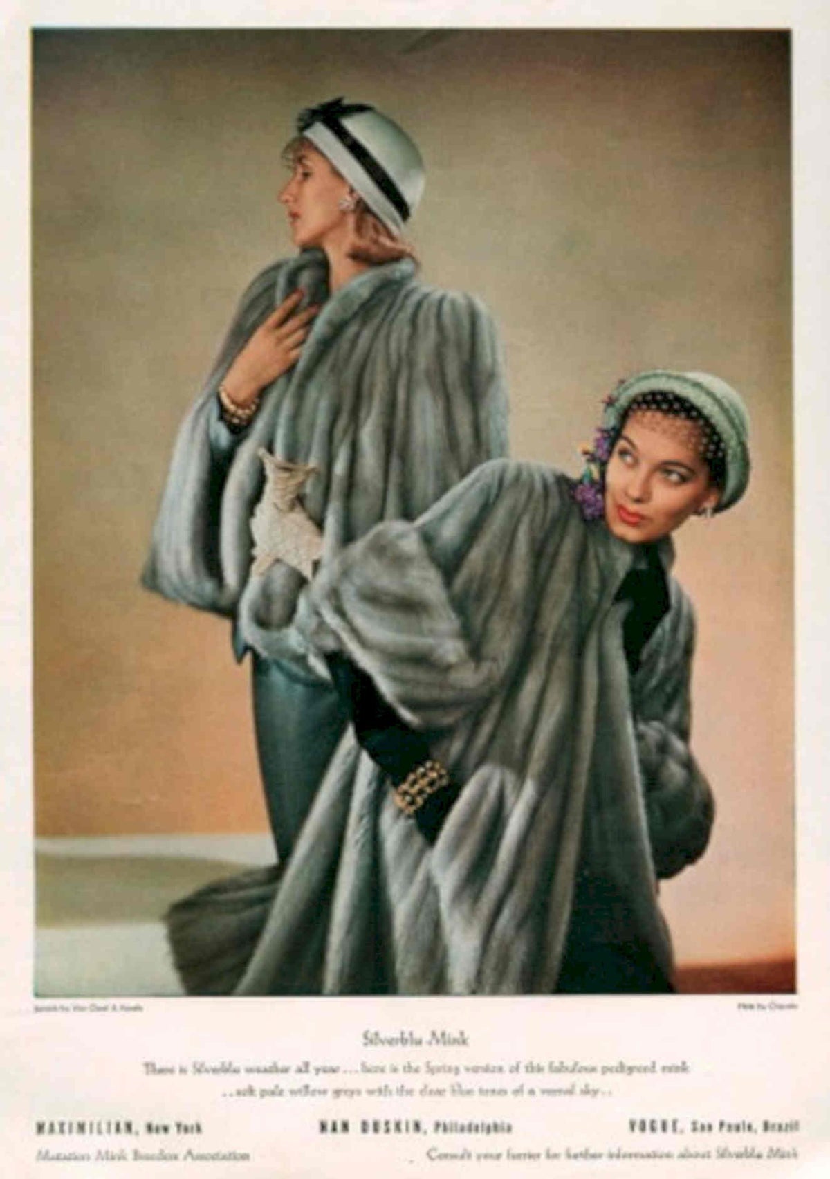 Silverblue Mink Women 1940s Vintage Retro Advert Poster