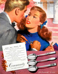 Silverplate Couple Silverware 1940s Vintage Retro Advert Poster