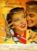 Silverplate Couple Silverware 1950s Vintage Retro Advert Poster