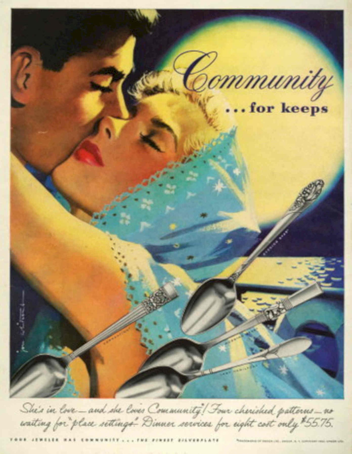 Silverplate Dinnerware 1950s 1950s Vintage Retro Advert Poster