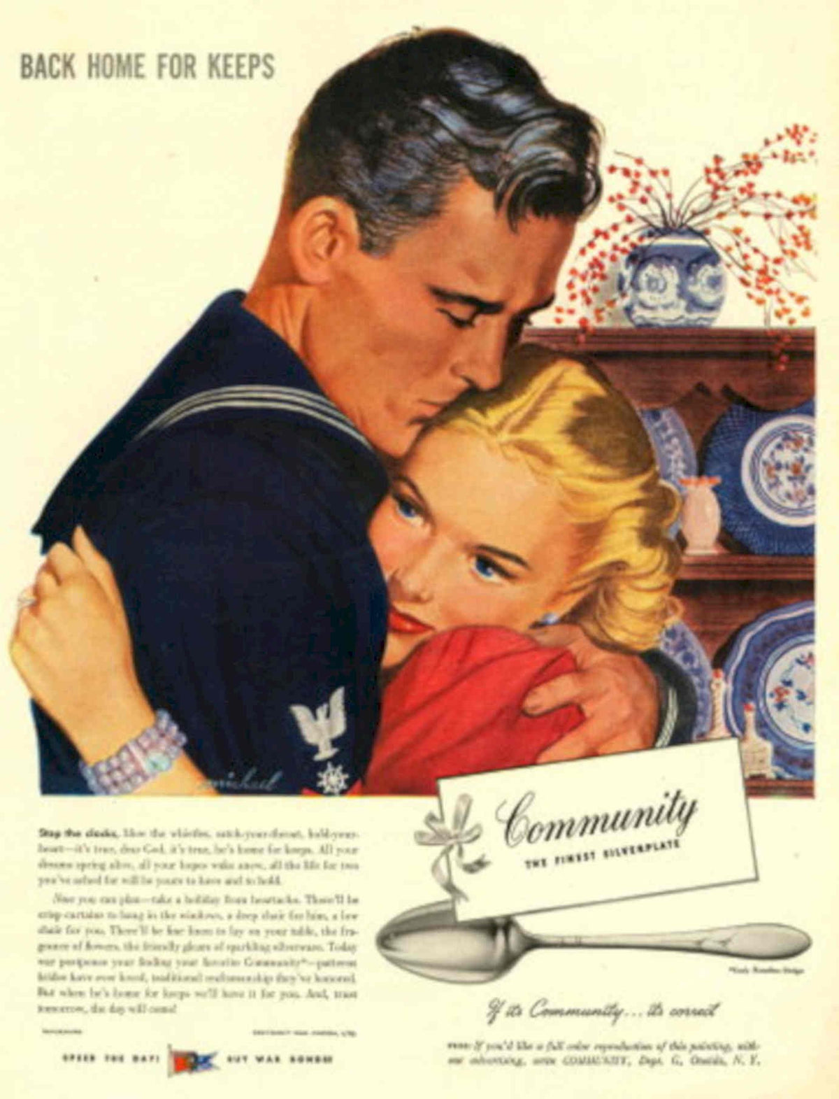 Silverplate Embrace Home 1940s Vintage Retro Advert Poster
