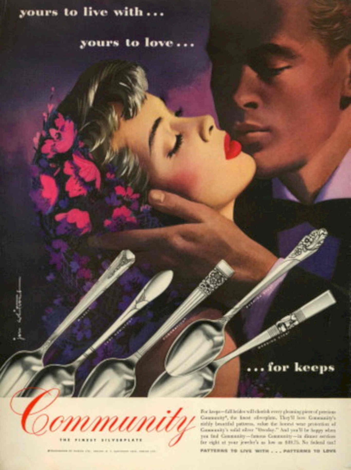 Silverplate Keeps Pattern 1950s Vintage Retro Advert Poster