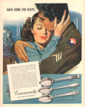 Silverplate Soldiers Home 1940s Vintage Retro Advert Poster