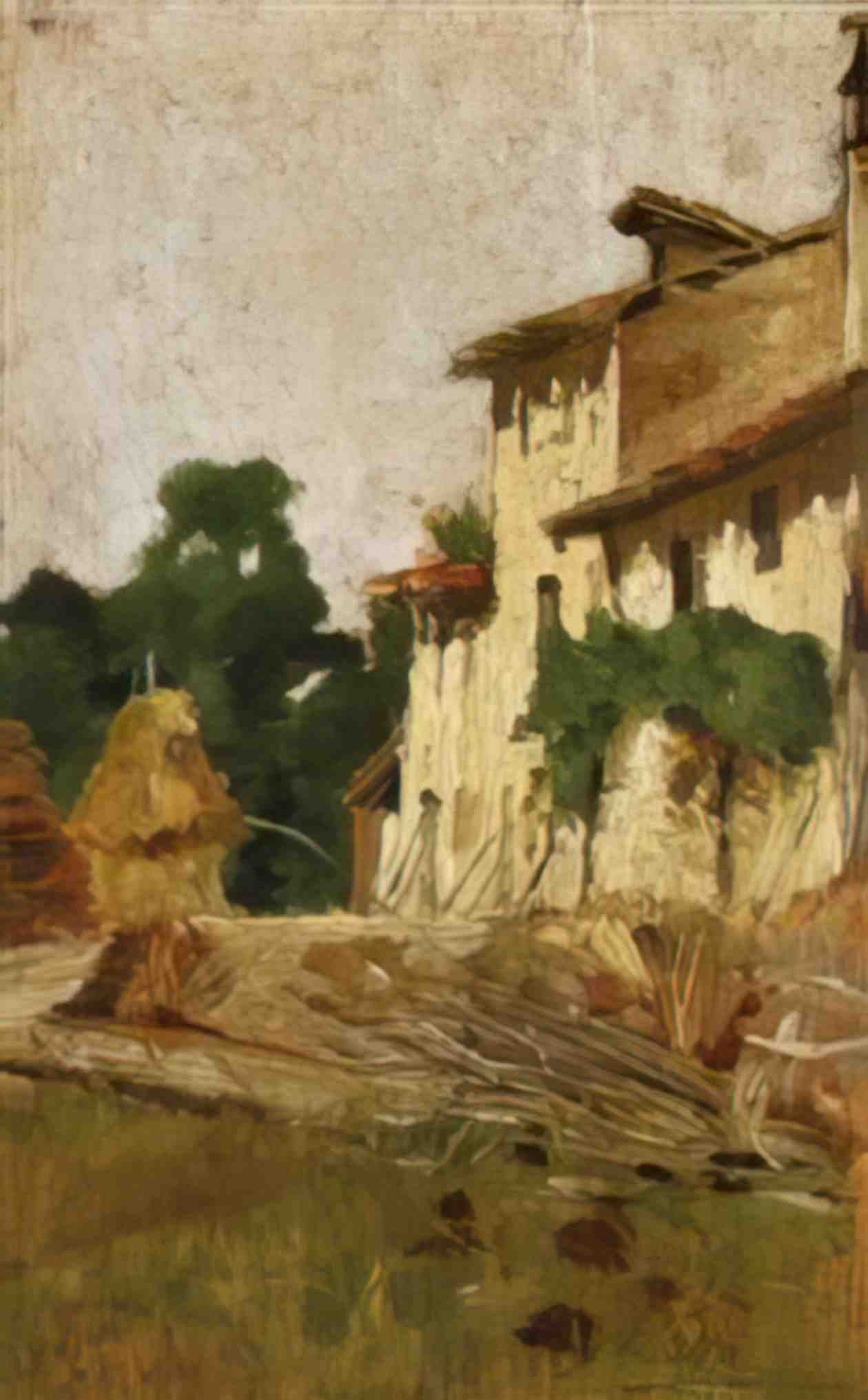 Silvestro Lega lega casa colonica con pagliaio Art A4 Photo Print