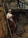 Silvestro Lega lega contadinella sulla scala Art A4 Photo Print